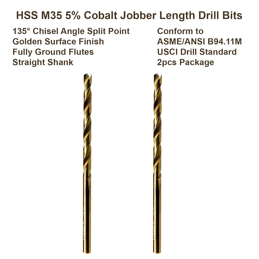 MAXTOOL No.1 2pcs Identical Jobber Length Drills 0.228